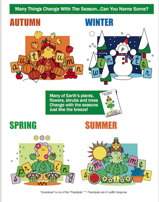 Planetpals paper doll activity learn the seasons