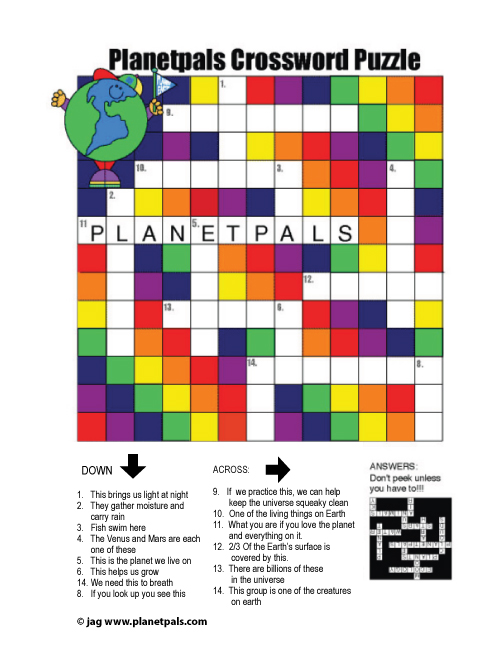 planetpals earthday crossword puzzle