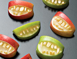 edible art apple teeth halloween