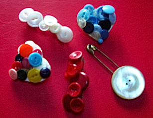 recycled button jewelry pins