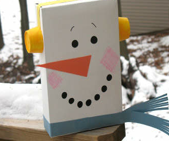 cereal box recycle snowman