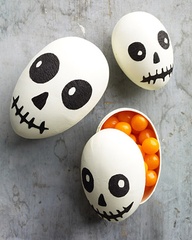 recycle easter plastic egss make these Halloween skeletons